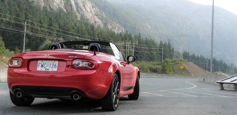 Rear end of Miata on Sea to Sky Highway